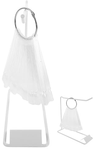Juego de 50 Puntas de Práctica para Uñas Postizas Soporte de Hierro white con Anillo Abanico para Exhibir Diseños de Esmalte Herramientas para Manicura y Presentación