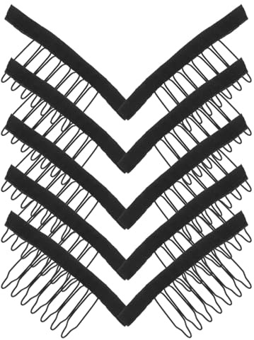 Homoyoyo 100 Stück 7-Zahn Perückenkämme Metallclips Schwarz 100 Stück Perückenhalter Haarkämme für Haarverlängerungen Toupet Clips und Haarteile Sicherer Halt für Damen