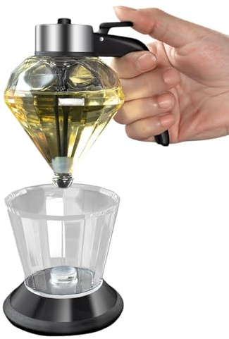 Transparent Sweetener Decanter - 9.5x15cm Crystal Body Leakproof Press Handle Vessel, Precise Release Culinary Tool | Olive Oil Condensed Milk Holder Enhancing Dining Counters Pantries