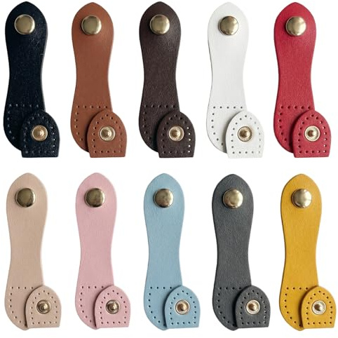MYZWEL 10 Pezzi Chiusura Borsa Uncinetto in Pelle, Fibbie a Scatto Magnetiche per Borse Fai da Te, Zaini e Portafogli, 10 Colori Assortiti per Cucito Creativo e Riparazione Accessori Borse