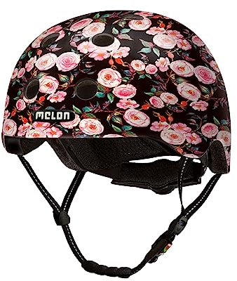 Melon »Rose Garden« Leichter und Cooler Fahrradhelm für Damen, Herren und Kinder mit maximalem Schutz Größe XXS-S (46–52cm) Schwarz Rosen Blumen