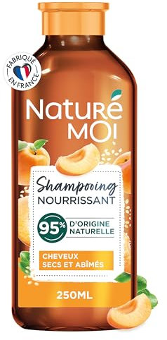 Naturé Moi - Shampooing Nourrissant - Soin Cheveux Secs et Abîmés - Shampooing Sans Sulfate - Nourrit et Répare - Abricot et Huile de Sésame Bio - 95% d'Origine Naturelle - 250 ml - Fabriqué en France