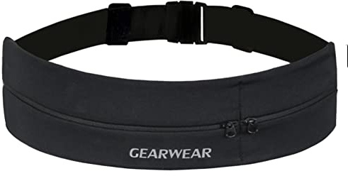 GEARWEAR Running Phone Holder Runner Belt Waist Pocket for iPhone Xs Max/Xr/X/8/7 Samsung A10/S9/S8 Edge for Workout Fitness Walking Jogging Exercise Sport Gym Men Women Black