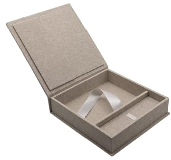 Caja de fotos de boda con compartimento USB, caja de recuerdos para fotos, 13 x 18 cm, de lino premium, caja de regalo para bodas, cumpleaños, celebraciones familiares y momentos especiales (gris, 21