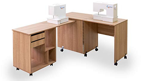 Comfort 8 | Nähmaschinenschrank | Nähmöbel | Nähtisch | Aufbewahrungsschrank | (Lakeland Acacia Light)