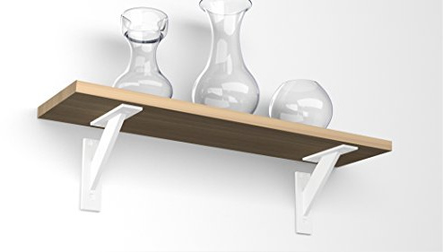 EMT-DESIGN Design! Modern! Aluminium! 3-Teilige Winkel Wandhalterung Regalhalterung Halterung für Regalbretter Regal Klammern Regalträger- 2 Stück (120x120, WEIß)