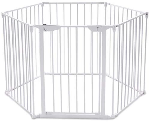 COSTWAY Rejilla para Chimenea Metal Plegable Perro Seguridad Puerta Escalera Protección 3,8Metros (Blanco)