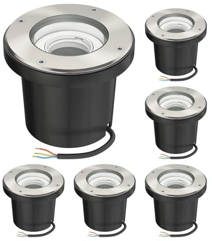 ledscom.de Boden-Einbauleuchte BOFU, Outdoor, IP67, schwenkbar, edelstahl, rund, 150mm Ø, 1x GU10 max. 15W, 6 Stk.