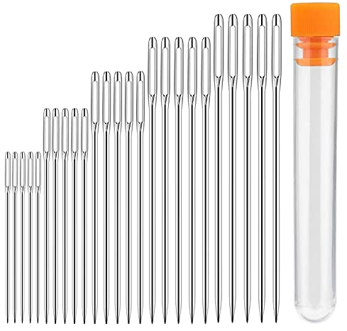 Sewing Needles Large Eye Sharp Point, 25pcs Large Eye Stitching Needles Hand Sewing Needles,Yarn Knitting Needles in a Clear Tube Sewing Needles Set (25)