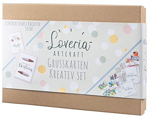 Loveria Kartenbastelset für Erwachsene | Grußkarten zum Selbst Gestalten | 16 hochwertige Karten mit Umschlag, Sticker | Karten & Einladungen basteln und gestalten