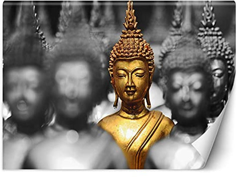 Feeby Fotomurales Buda Oriental Zen Spa 250x175 cm Dorado Incluyendo Pegamento Papel Pintado Tejido No Tejido Decoración De Pared Salon Oficina Dormitorio Budismo Meditación