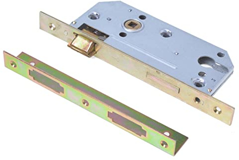 Aqbau® Türschloss für Profilzylinder 90 / 50mm DIN Links, Universal PZ Einsteckschloss Haustürschloss Zimmertürschloss Zimmertür Schloss Innentüren Metall Verzinkt