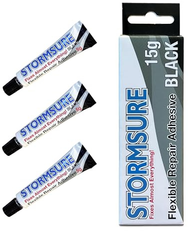 Stormsure Flexibler Reparaturkleber (3x5g) Schwarz - Universalkleber für Outdoor-Ausrüstung, Textilien und mehr