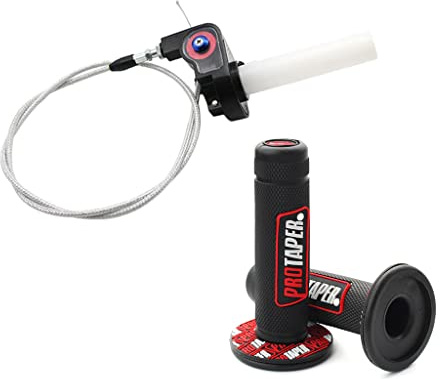 Universal 22mm 7/8 Twist Throttle Handle Grip + Cable for Cross-Country Motorcycle 250 Dirt Pit Motor Bike Motorcycle CRF70 TTR KLX110 SSR Thumpstar YCF（Red）