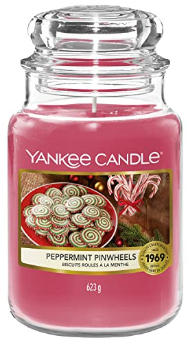 Yankee Candle Candela profumata, Candela in giara grande Peppermint Pinwheels, Durata: fino a 150 ore