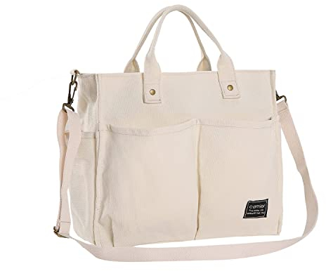 BLUEEE CHECKERS Canvas Tasche für Damen,Canvas Umhängetasche Damen, Schultertasche Casual Multifunktionale Crossbody Bag für Schule,Arbeit,Reisen etc (Beige#2)