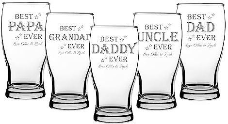 Print Maniacs Personalised Beer Glass for the Best Daddy Ever Pint Glass Engraved for Birthday Christmas Fathers Gifts Wedding Gift for Men Father to Son Daddy Best Man Beer Stein Glass