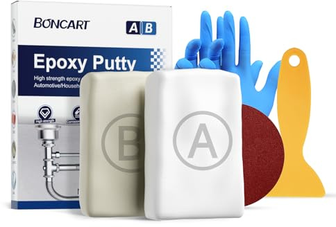 Boncart Epoxy Putty, 200g Fast Repair AB Epoxy Putty, High-Strength Two-Part Filler for Metal, Wood, Tile, Ceramics, Multi-Purpose Sculpt Clay for Bonding, Repairing, Sculpting (White)