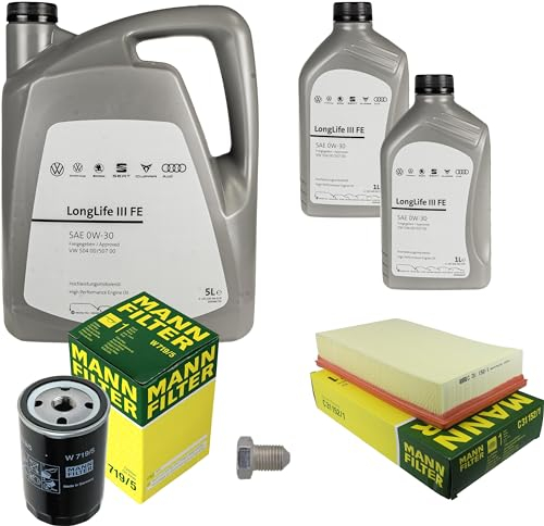Inspektionspaket Wartungspaket Filterset mit 7 L 0W-30 Motoröl LongLife 3 FE, Ölfilter Luftfilter Ölablassschraube