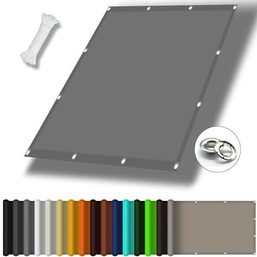 Vela Ombreggiante Tenda 4.5 x 6.5 m Impermeabile, Rettangolare Vela Ombreggiante Parasole con Occhielli 185gGSM Oxford per Arredo Esterno Giardino, Grigio Chiaro