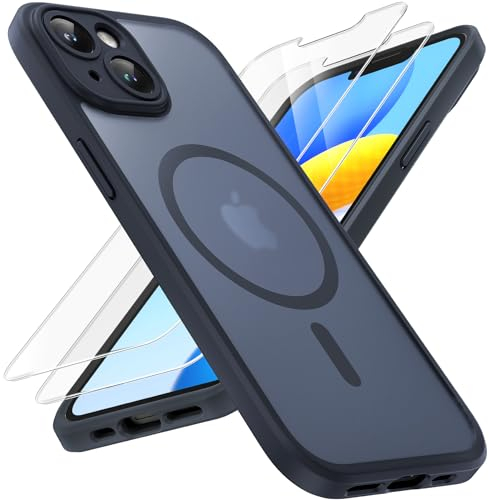 TOCOL für iPhone 13 Hülle für Magsafe, Vollständiger Kameraschutz Stoßfest Kratzfest Transluzente Rückseite Magnetisch Handyhülle für iPhone 13 Case, Schwarz