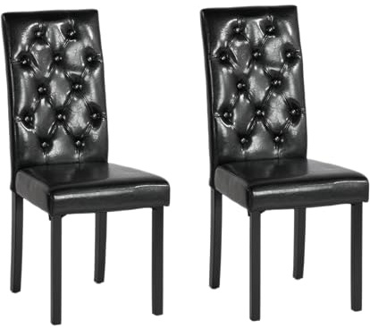 Küchenstühle 2er Set Stühle Esszimmer 2er Set, Holzstühle/Essstuhl/Esszimmerstühle Holz Für Büro/Küche/Esszimmer/Wohnzimmer Stühle aus 3 CM Gummiholzbein/Kunstlederpolster Stuhl Schwarz 98 CM Hohe