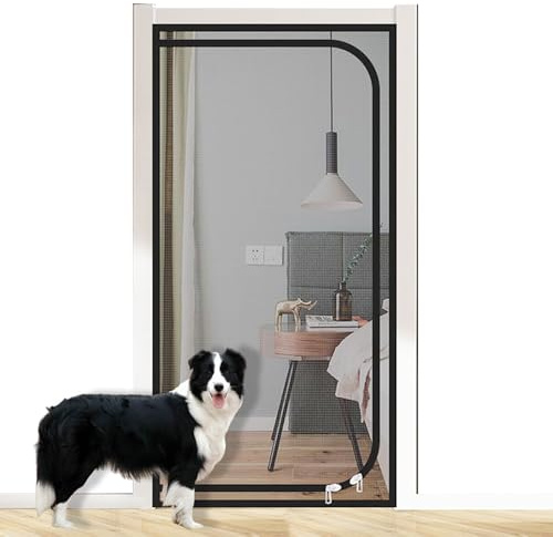 Custom Size Fly Screens for Doors Anti Mosquito Fly Curtain, Removable Door Screen Mesh, Insect Protection Door Net for Living Room Bedroom, Keep Fly Bug Out (W*H:120 * 220cm,Position 2)