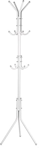 Cocoarm Stahl-Garderobe, Hutablage, Dreieckige Halterung, 10 Haken, Stehend, Kleidertasche, Kleiderbügel, Organizer für Zuhause, Schlafzimmer, mit Kunststoffabdeckung, Montageschrauben