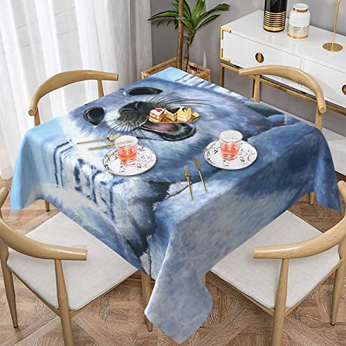 Cykazhst Quadratische Tischdecke mit Harfen-Siegel, abwischbar, wasserdicht, Polyester-Tischdecke für Zuhause, Esszimmer, Küche, Party, Picknick, 152,4 x 152,4 cm