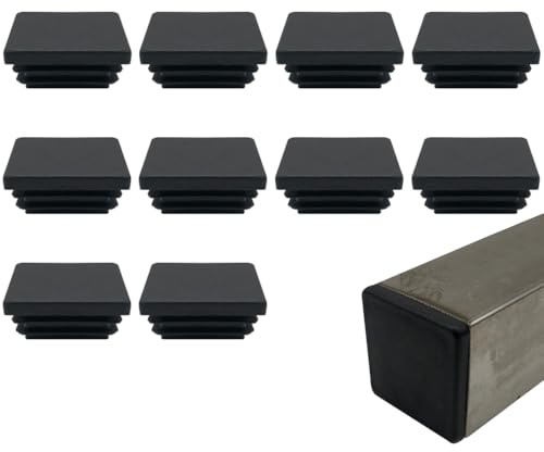 EIYVPRA 10 Stk Lamellenstopfen 40x40 mm für Vierkantrohr, Vierkant Endkappen aus PE Kunststoff, Rohrstopfen zur Rohrabdeckung von Stahlrohr, Edelstahlrohr, Alurohr & Aluprofil, Quadratstopfen Schwarz