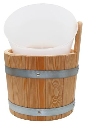 HAF® Secchio da sauna in larice, 5 litri, con inserto in plastica, resistente all'umidità, accessorio per sauna di alta qualità, prodotto in Germania
