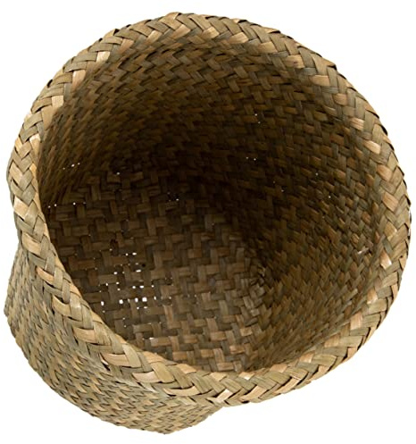 Cabilock Vintage Rustic Wicker Waste Bin Basket for Home and Living Room, Reusable Woven Trash Can with Delicate Natural Texture, for Waste Collection and Storage