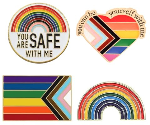4 Stück Pride Pin, LGBT Pins Anstecker, Regenbogen Pride Pin, Mode brosche Kleidungszubehör für Rucksäcke, Schmuck, Hüte, Jackendekoration Funny regenbogen Accessoires