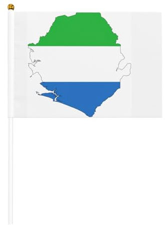 Sierra Leona - Juego de mini banderas de madera con estampado de mapas, banderas pequeñas en miniatura de mano de 5.5 x 8.2 pulgadas para todas las estaciones