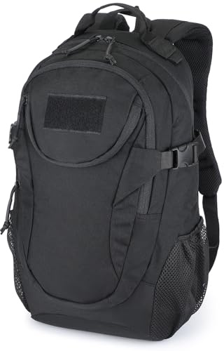 VINBAGGE Military Backpack Molle Tactical Motorcycle Hiking Backpack Outdoor Waterproof Trekking Backpack 25L Campus Hunting Backpack School Backpack Boys Daypack for Men Women Grey, 66-black, 28 x 18
