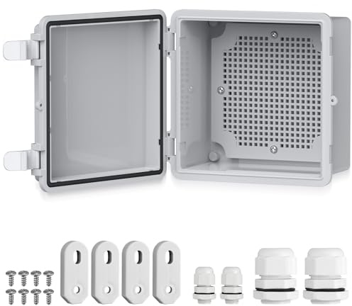 EYPINS Vattentät fördelningsbox IP67, kopplingsdosa vattentät ABS-plasthölje utomhus eluttag, växellåda, strömlåda med monteringstillbehör 15 x 15 x 9 cm | grått kopplingsskåp
