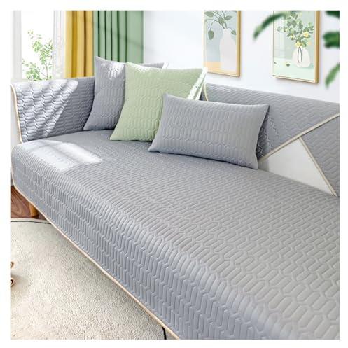 FYFWPA Sofa Überzug Sommer Sofabezug Weiche: Eisseide rutschfest Sofaschoner Atmungsaktive 1/2/3/4 Sitzer Couch Überzug Kühlende Sofaüberwürfe für U Form L Form Sektionssofa(Dark Gray,90 * 120cm)