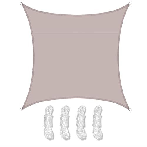 SLDAGe Tenda da Sole Tenda a Vela Impermeabile Rettangolo Quadrato Tendalino Marrone Chiaro Vela Ombreggiante Rettangolare Telo Parasole Ombreggiante per Esterno Terrazzo Balcone Giardino,5X5m