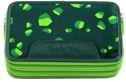 Step by Step XXL-Mäppchen „Dino Targo“, 43-teilig, grün mit Schreibutensilien vorbestückt, für Jungen ab der 1. Klasse, Ordnung im Schulranzen, passend zum Schulranzen