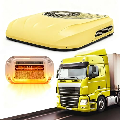 dosiwlatever Aire Acondicionado de Techo para camión o Caravana, de 12 V y 24 V, 1800-2000 W, Potente y silencioso, con Dimensiones de instalación de 25 x 35 cm a 38 x 42 cm 72VYellow-A