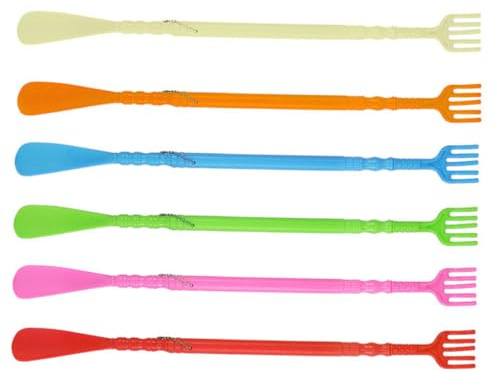 BESTYASH 6 piezas Masajeador Rascador de Espalda y Calzador de Zapatos Herramienta Multifuncional de Plástico Resistente para Ayuda Práctica al Calzarse y Alivio de Picazón