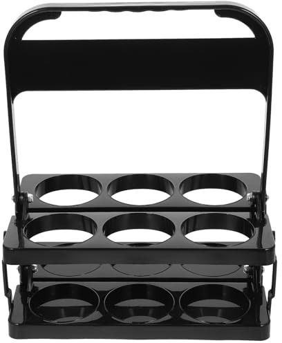 OSALADI Porte-Bouteilles Pliable en Plastique Noir 6 Emplacements Panier Portable pour Bouteilles de Bière Accessoire Bar pour Camping et Voiture