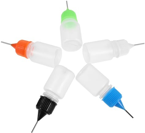 POPETPOP 20 Flaconi Applicatori di Precisione da 5 Ml Punta ad Ago in Plastica Schiacciabile, Flaconi per Colla e Olio per Pittura Fai da Te, Artigianato, Quilling e Inchiostro, Set