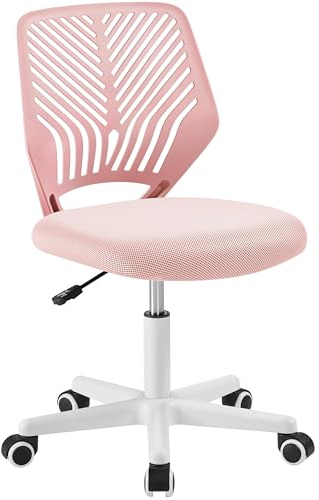 Yaheetech Chaise de Bureau Chaise d'Ordinateur Fauteuil Bureau Ergonomique Pivotant Fonction Réglage Style Moderne Charge de 136kg Rose