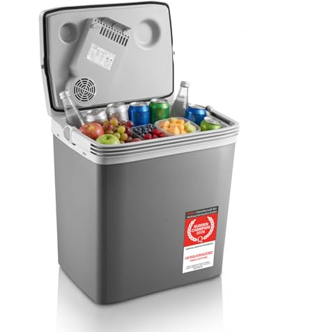 TZS First Austria - Thermoelektrische Kühlbox 32L - 18 Grad Kühlleistung - 230V/12V/USB-C PD 3.0 - Mobile Minibar für Auto & Camping - Grau/Hellgrau