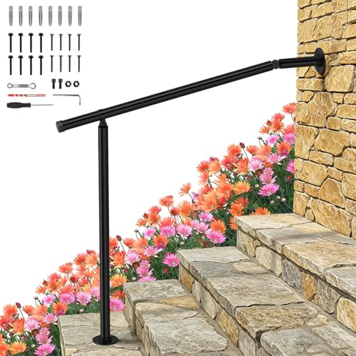 smusei 1 Piezas Pasamanos Escalera de Solo Poste Pasamanos Acero Inoxidable Ángulo Ajustable Antideslizante para Interiores Porches Jardines (Soporta Hasta 350 Libras)