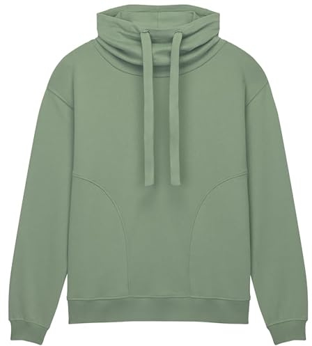 Earth Wardrobe Organic Funnel Neck Sweatshirt: Womens - Sueded Bamboo Green - XS
