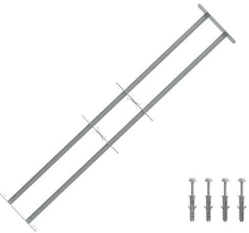 QUAHEAS Lot de 3 grilles de sécurité pour fenêtre en acier galvanisé avec 2 barres transversales réglables de 930 à 1740 mm pour protection contre les effractions sur bois, plastique, aluminium et