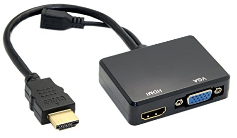JSER HD-213 HDMI-auf-VGA- und HDMI-Buchsen-Splitter mit Audio-Video-Kabel, Konverter-Adapter für HDTV PC Monitor