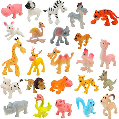 OOTSR 24 Stücke Mini Kunststoff Nutztiere und Wilde Dschungeltiere Spielzeugfiguren für Kinder Lernen Pädagogisches Spielset Party Favors Badespielzeug Goody Bag Füllstoffe für Kinder